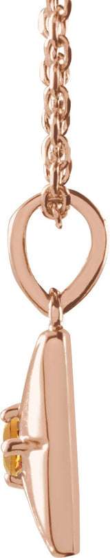 14K Gold Round Natural Citrine Accented Necklace or Pendant - Rose Gold - view 2