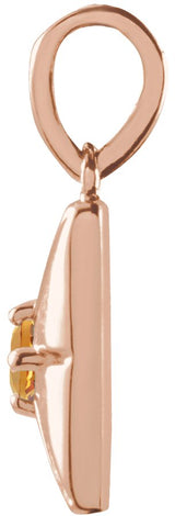 14K Gold Round Natural Citrine Accented Necklace or Pendant - Rose Gold - view 2