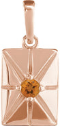 14K Gold Round Natural Citrine Accented Necklace or Pendant - Rose Gold