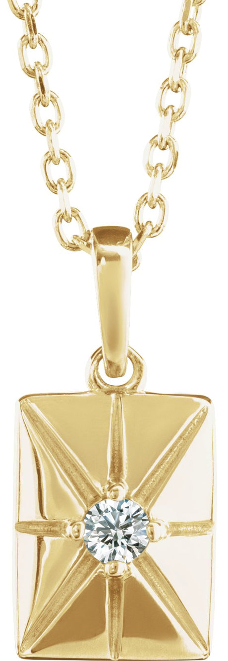 14K Gold Round Natural Diamond Accented Necklace or Pendant - Yellow Gold