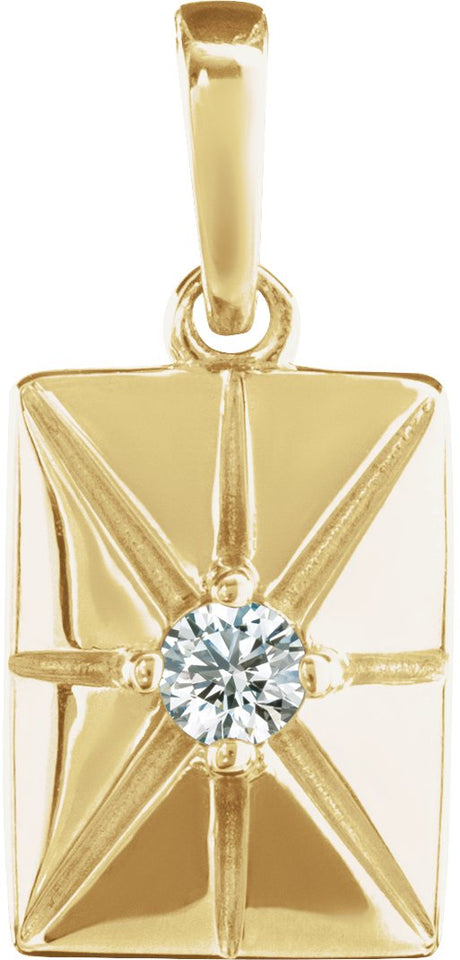 14K Gold Round Natural Diamond Accented Necklace or Pendant - Yellow Gold