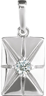 14K Gold Round Natural Diamond Accented Necklace or Pendant - White Gold