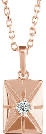 14K Gold Round Natural Diamond Accented Necklace or Pendant - Rose Gold