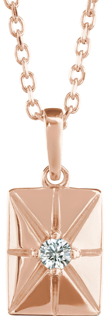 14K Gold Round Natural Diamond Accented Necklace or Pendant - Rose Gold