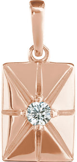 14K Gold Round Natural Diamond Accented Necklace or Pendant - Rose Gold