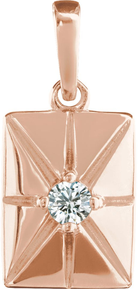 14K Gold Round Natural Diamond Accented Necklace or Pendant - Rose Gold