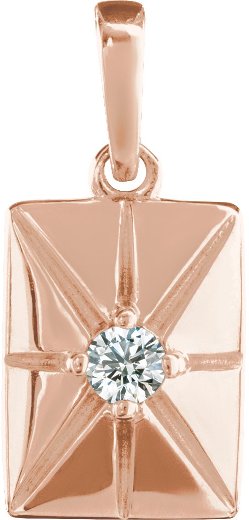14K Gold Round Natural Diamond Accented Necklace or Pendant - Rose Gold