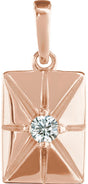 14K Gold Round Natural Diamond Accented Necklace or Pendant - Rose Gold