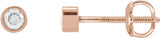 14K Gold Lab-Grown Diamond Round Micro Bezel-Set Stud Earrings – 2.5mm Stones - Rose Gold