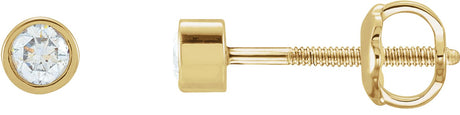 14K Gold Lab-Grown Diamond Round Micro Bezel-Set Stud Earrings – 2.5mm Stones - Yellow Gold