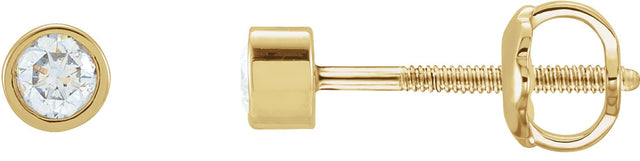 14K Gold Lab-Grown Diamond Round Micro Bezel-Set Stud Earrings – 2.5mm Stones - Yellow Gold