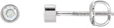 14K Gold Lab-Grown Diamond Round Micro Bezel-Set Stud Earrings – 2.5mm Stones - White Gold