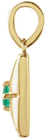 14K Gold Round Natural Emerald Accented Necklace or Pendant - Yellow Gold - view 2