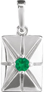 Platinum Round Natural Emerald Accented Necklace or Pendant