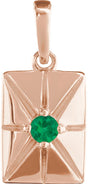 14K Gold Round Lab-Grown Emerald Accented Necklace or Pendant - Rose Gold