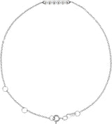 14K Gold Round Natural Diamond Cabochon Bar Bracelet - White Gold