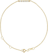 14K Gold Round Natural Diamond Cabochon Bar Bracelet - Yellow Gold