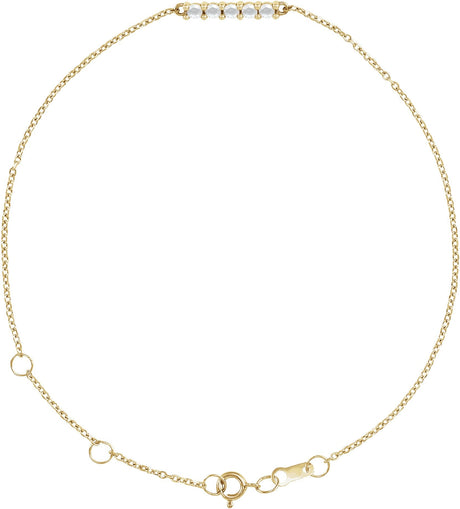 14K Gold Round Natural Diamond Cabochon Bar Bracelet - Yellow Gold