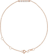 14K Gold Round Natural Diamond Cabochon Bar Bracelet - Rose Gold
