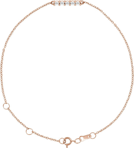 14K Gold Round Natural Diamond Cabochon Bar Bracelet - Rose Gold