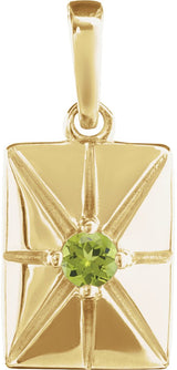 14K Gold Round Natural Peridot Accented Necklace or Pendant - Yellow Gold