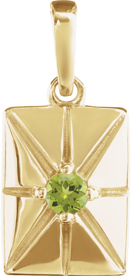 14K Gold Round Natural Peridot Accented Necklace or Pendant - Yellow Gold