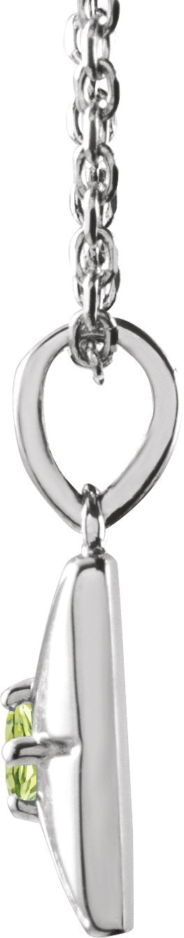 Platinum Round Natural Peridot Accented Necklace or Pendant - view 2