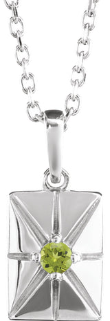 Platinum Round Natural Peridot Accented Necklace or Pendant