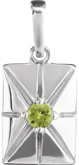 Platinum Round Natural Peridot Accented Necklace or Pendant