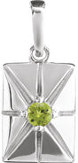Platinum Round Natural Peridot Accented Necklace or Pendant