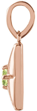 14K Gold Round Natural Peridot Accented Necklace or Pendant - Rose Gold - view 2
