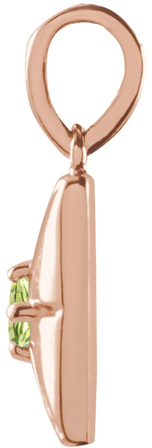14K Gold Round Natural Peridot Accented Necklace or Pendant - Rose Gold - view 2