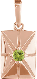 14K Gold Round Natural Peridot Accented Necklace or Pendant - Rose Gold
