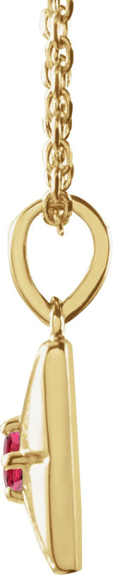 14K Gold Round Lab-Grown Ruby Accented Necklace or Pendant - Yellow Gold - view 2