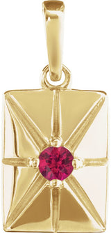 14K Gold Round Lab-Grown Ruby Accented Necklace or Pendant - Yellow Gold