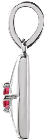 14K Gold Round Natural Ruby Accented Necklace or Pendant - White Gold - view 2