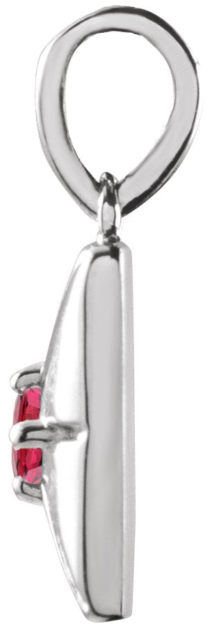 Platinum Round Lab-Grown Ruby Accented Necklace or Pendant - view 2