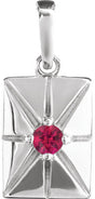 Platinum Round Natural Ruby Accented Necklace or Pendant