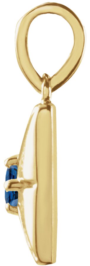 14K Gold Round Lab-Grown Blue Sapphire Accented Necklace or Pendant - Yellow Gold - view 2