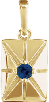 14K Gold Round Natural Blue Sapphire Accented Necklace or Pendant - Yellow Gold