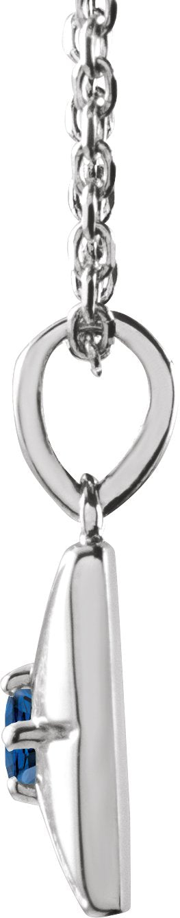 Platinum Round Lab-Grown Blue Sapphire Accented Necklace or Pendant - view 2