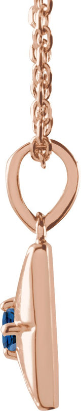 14K Gold Round Lab-Grown Blue Sapphire Accented Necklace or Pendant - Rose Gold - view 2