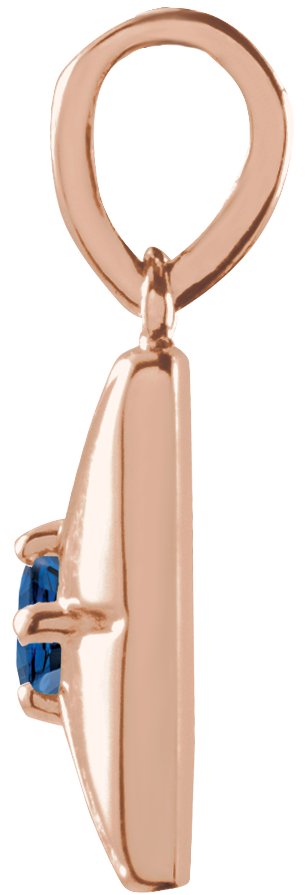 14K Gold Round Lab-Grown Blue Sapphire Accented Necklace or Pendant - Rose Gold - view 2