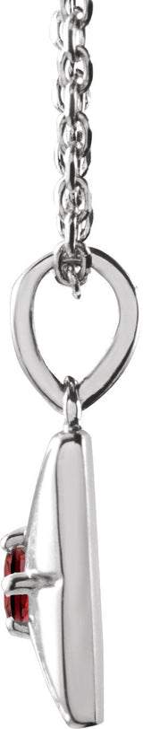 Platinum Round Natural Mozambique Garnet Accented Necklace or Pendant - view 2