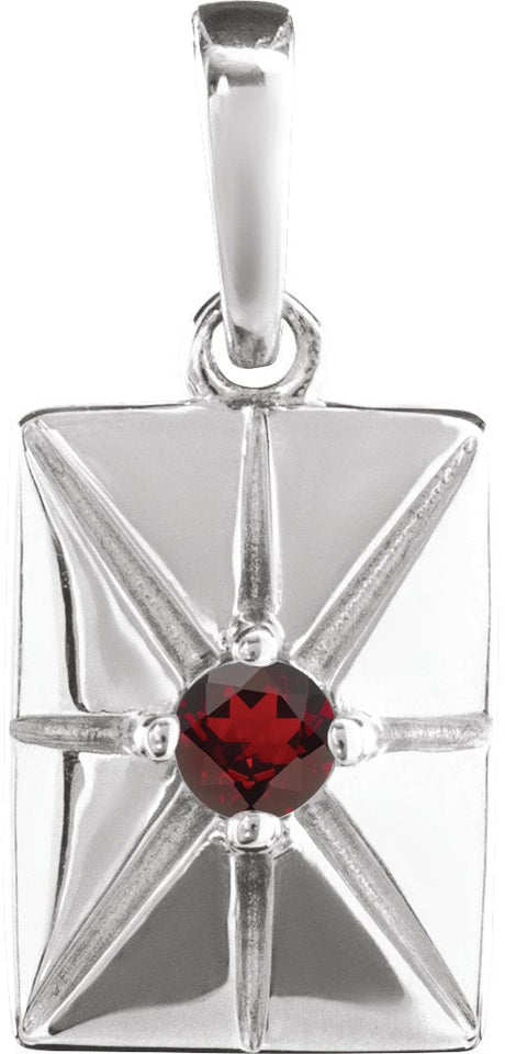 Platinum Round Natural Mozambique Garnet Accented Necklace or Pendant