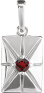 Platinum Round Natural Mozambique Garnet Accented Necklace or Pendant