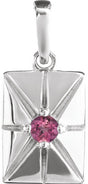 Platinum Round Natural Pink Tourmaline Accented Necklace or Pendant