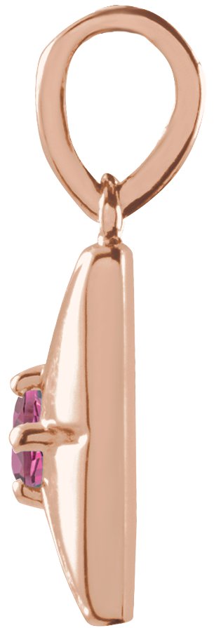14K Gold Round Natural Pink Tourmaline Accented Necklace or Pendant - Rose Gold - view 2