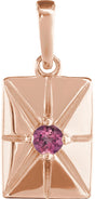 14K Gold Round Natural Pink Tourmaline Accented Necklace or Pendant - Rose Gold