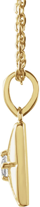 14K Gold Round Natural White Sapphire Accented Necklace or Pendant - Yellow Gold - view 2